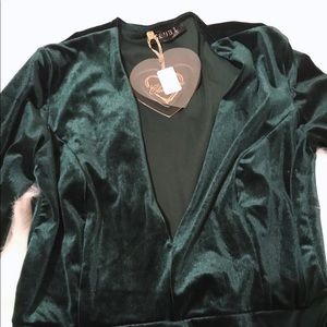 Jewel emerald Green velvet wrap dress Club L ASOS